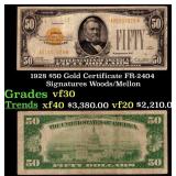 1928 $50 Gold Certificate FR-2404 Signatures Woods