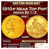 1910-p Gold Indian Quarter Eagle Near Top Pop! $2