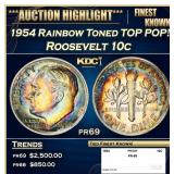 1954 Proof Roosevelt Dime Rainbow Toned TOP POP! 1