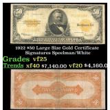 1922 $50 Large Size Gold Certificate Grades vf+ Si