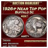 1926-p Buffalo Nickel Near Top Pop 5c ms67+ SEGS