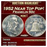 1952 Proof Franklin Half Dollar Near Top Pop! 50c