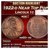 1922-d Lincoln Cent Near Top Pop 1c ms65+ rd SEGS