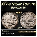 1937-s Buffalo Nickel Near Top Pop 5c ms67 SEGS