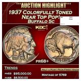1937 Proof Buffalo Nickel Colorfully Toned Near To