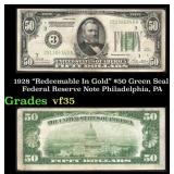 1928 $50 Green Seal Federal Reserve Note "Redeemab