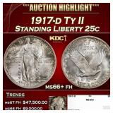 1917-d Ty II Standing Liberty Quarter 25c ms66+ fh