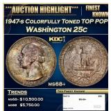 1947-s Washington Quarter Colorfully Toned TOP POP