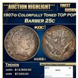 1907-d Barber Quarter Colorfully Toned TOP POP! 25