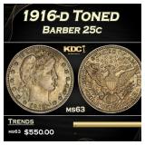1916-d Barber Quarter Toned 25c Grades ms63