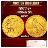 1911-p Gold Indian Half Eagle $5 ms64+ SEGS
