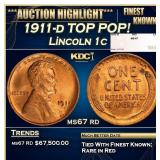 1911-d Lincoln Cent TOP POP! 1c ms67 rd SEGS