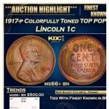 1917-p Lincoln Cent Colorfully Toned TOP POP! 1c m