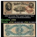 1880 $2 Large Size Legal Tender Note Grades vf+ Si