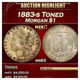 1883-s Morgan Dollar Toned $1 ms63 USCG