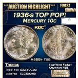 1936-s Mercury Dime TOP POP! 10c ms68+ fsb SEGS