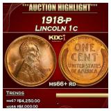 1918-p Lincoln Cent 1c ms66+ rd SEGS