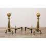 Pair of Brass Ball Top Andirons