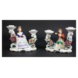 Pair of Sitzendorf Porcelain Candlesticks