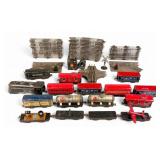 Marx Tin Litho Trains 15 Cars, Locomotive, Tracks