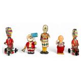 5 Wind-Up Tin Litho Toys Marx, Japanese