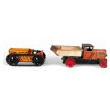 2 Marx Wind-Up Tin Litho Toys Coal Truck & Tractor