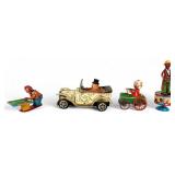 4 Japanese Tin Litho Toys S&E Dancing Sam, Alps