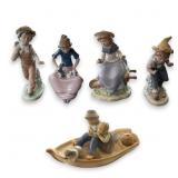 5 Lladro & Meico Porcelain Figurines