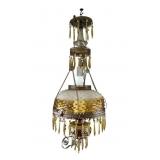 Victorian Hanging Glass Lamp Yellow Hobnail