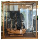 Wooden Ship Model in Glass Case, "The Cathievee"