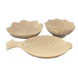 3 Raised Lenox Dishes with Gold Trim