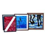 4 Framed Billet Glass Artworks