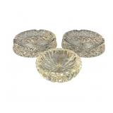 3 Crystal Ash Trays Incl. Waterford