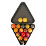 Vintage Billiards Ball Set & Cue Sticks