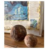 2 Antique Cast Iron Cannon Balls, Maritime Salvage