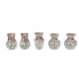 5 Small Crystal Bud Vases