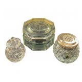 Erte Glass Lidded Box and Waterford Crystal Jars