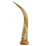 Carved Buffalo Horn Textured Dragon Motif