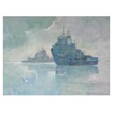 Howard L Worner Acrylic on Board Maritime Scene