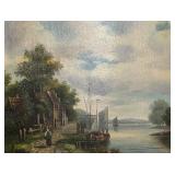 Oil on Canvas Seaside Village