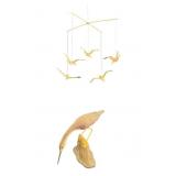 Wooden Greater Yellowlegs Carving & Seagull Mobile