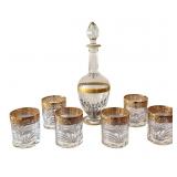 Saint Louis Thistle Gilt Decanter & Tumblers