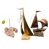 3 Decorative Sailboats Incl Music Box
