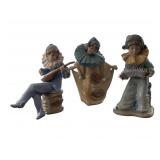 3 Lladro Harlequin & Clown Porcelain Figurines