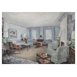 Signed Bruce Watercolor Interior Signed Bruce Watercolor Interior
