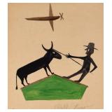 Bill Traylor Folk Art Painting on Cardboard Plane Bill Traylor Folk Art Painting on Cardboard Plane