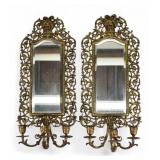Pair Of 3 Light Beveled Mirrored Sconces Pair Of 3 Light Beveled Mirrored Sconces