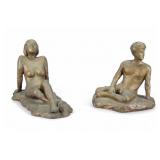 2 Bronze Nudes Signed S.Q. 2 Bronze Nudes Signed S.Q.
