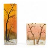 2 Legras Enameled Vases Winter Landscapes 2 Legras Enameled Vases Winter Landscapes