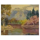 Signed LT Oil on Canvas Panel Landscape Signed LT Oil on Canvas Panel Landscape